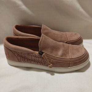 Billy Tan Suede Perforated Top Zip Slip On Loafer Sneaker